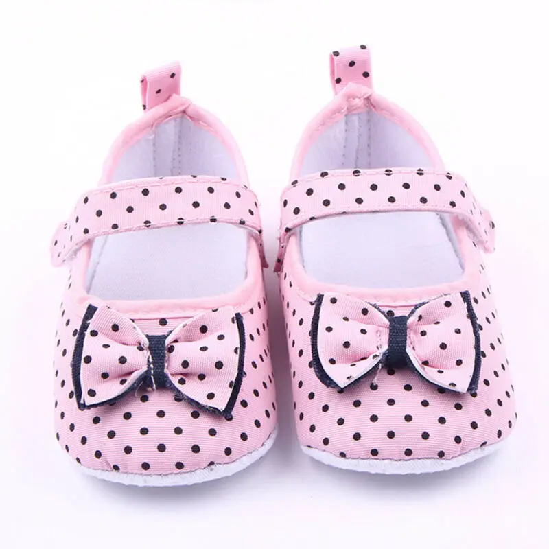 

First Walkers Shoes Baby Dot Walking Soft Sole Girls Prewalker 0-12M Sole Cotton Princess Shoes Guaranteed 100% Soft