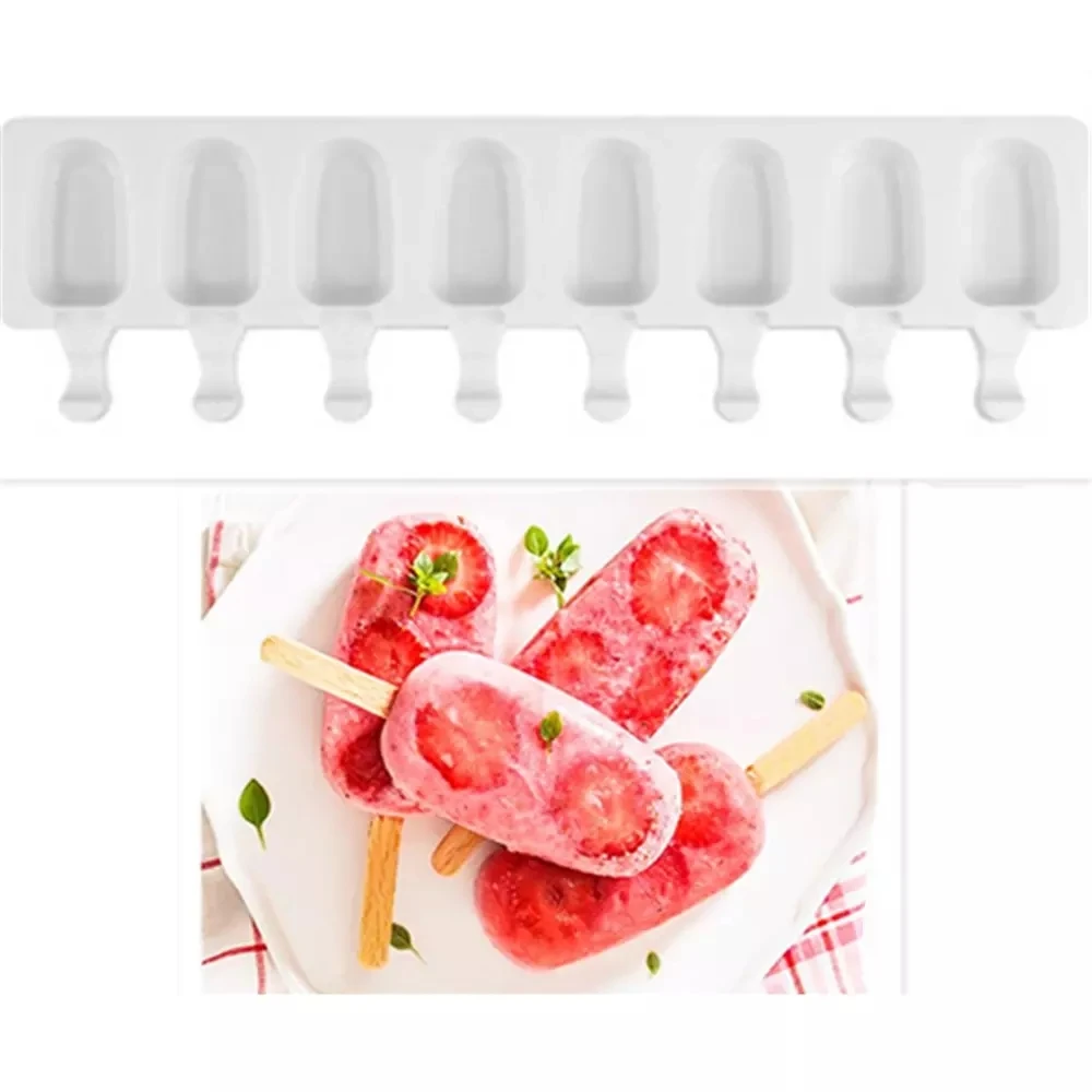 

Reusable Handmade Ice Cream Makers Silicone Popsicle Molds Ice Cream Mould Creative Ice Cube Tray Dessert Barrel Mould 8 Hole