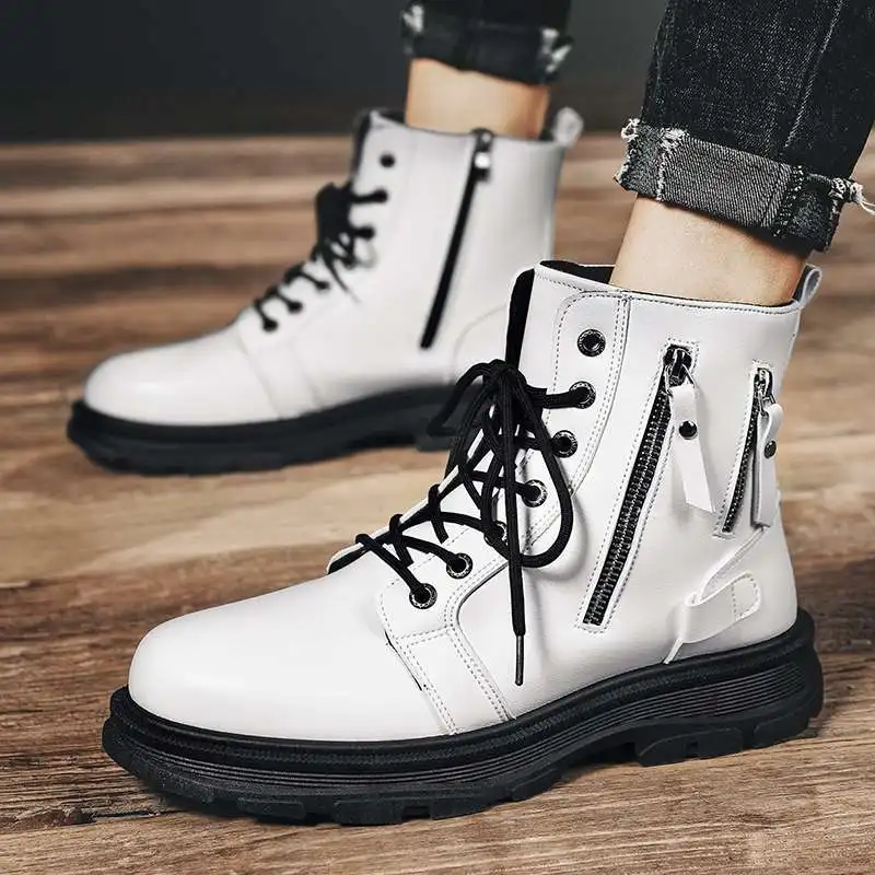 

Новые женские кожаные ботинки, Зимние ботильоны, повседневная женская модная обувь, женские белые ботинки на шнуровке, боевые ботинки