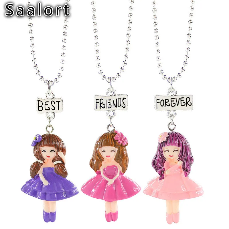 3 предмета Комплект Best Friends Forever Письмо подвеска принцессы цепи ожерелье BFF