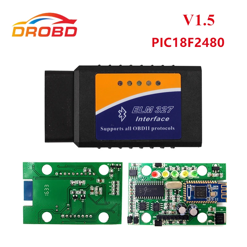 Лучшее качество аппаратных средств ELM327 V1.5 PIC18F2480 чип V 1 5 Bluetooth для Android OBD2 сканер