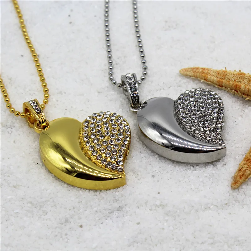 TEXT ME beautiful real capacity Gold silver crystal heart love usb 2.0 flash drive4GB 8GB 16GB 32GB pendrive gift U disk | Компьютеры и