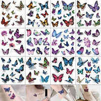 12 sheets butterfly 3d tattoos watercolor temporary tattoos glitter fake tattoos colorful body art tattoos stickers party favors