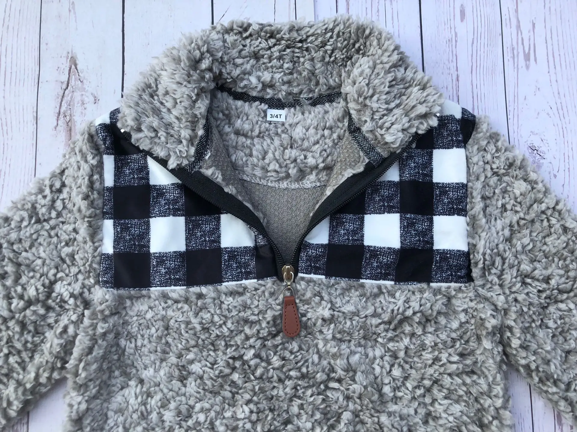 leopard cheetah buffalo plaid patch KIDS SHERPA pullovers boys&girls jackets coats