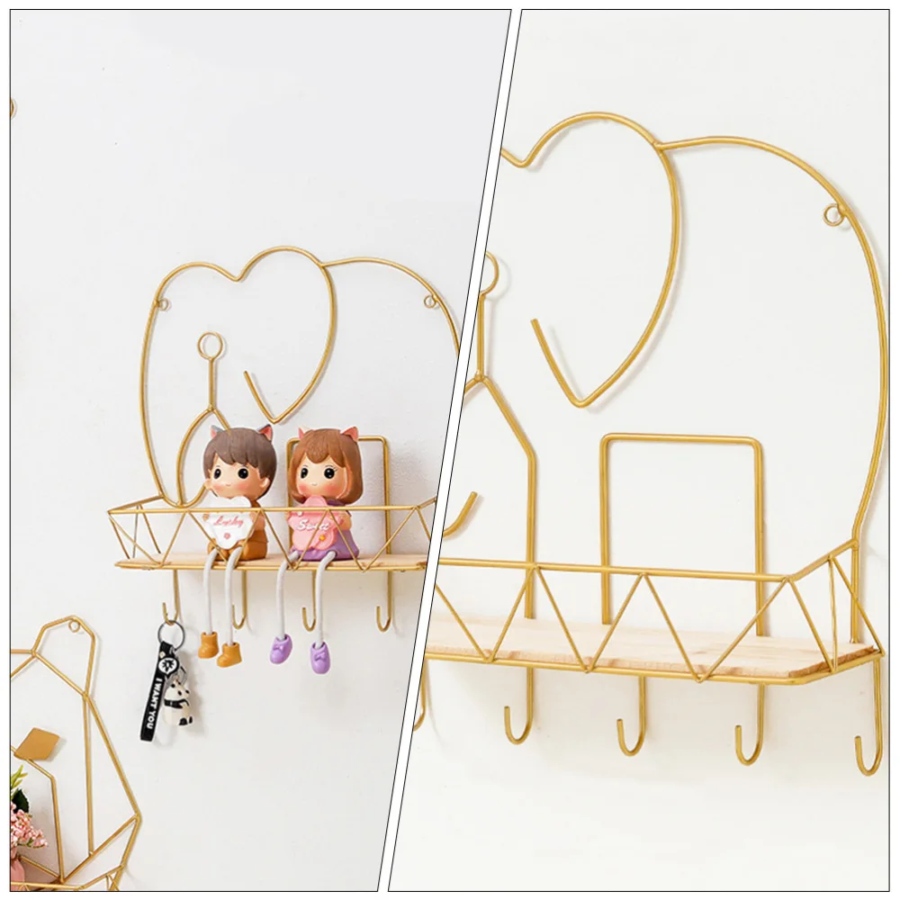 

1Pc Elephant Design Storage Rack Bathroom Wall-mounted Storage Stand with Hooks