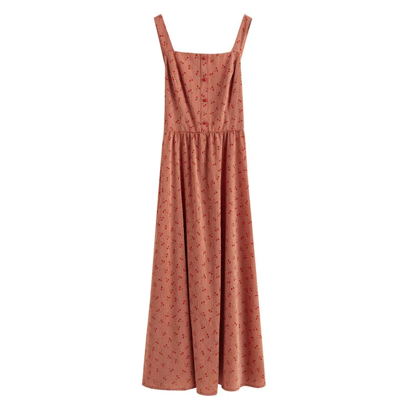 INMAN Summer Square Collar High Waist Print SweetCool A-line Slip Dress | Женская одежда