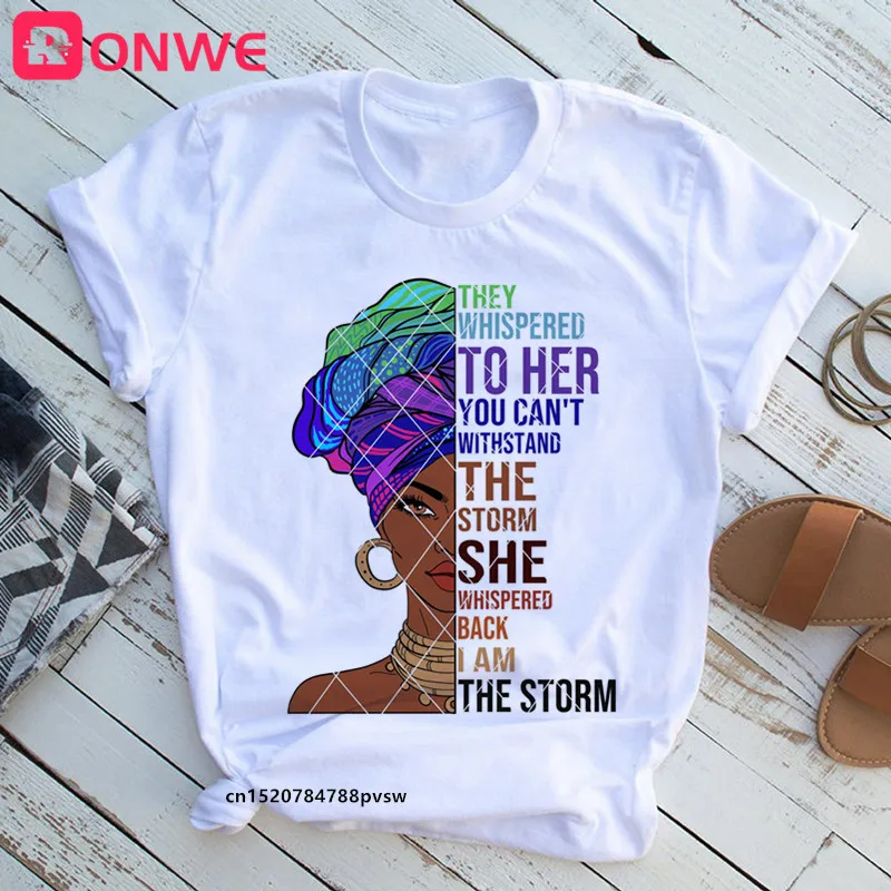 Женская футболка с принтом She Is Strong Melanin Queen | одежда