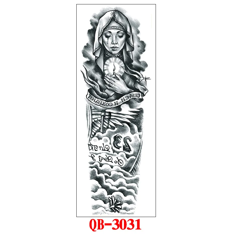Full Arm Temporary Tattoo Stickers Large Black Skeletons Body Tattoo Waterproof Tattoo For Men Women Fake Tattoos 17*48cm - Цвет: 3031