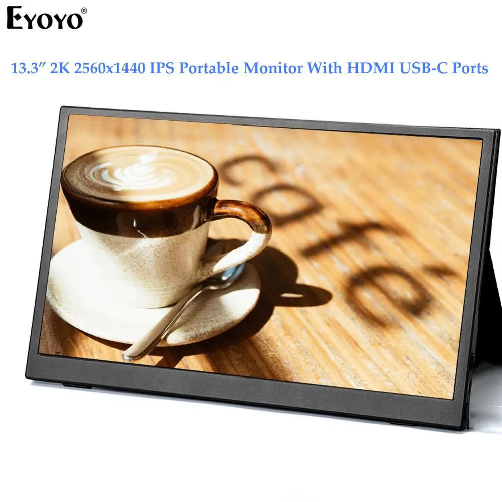 

Eyoyo Portable Monitor 13.3" IPS USB C HDMI Gaming Monitor LCD Screen 2560x1440 Laptop Second Display for Phone Xbox Switch PS4