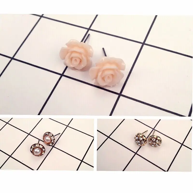 9 пар серьги для женщин модные ювелирные изделия смешанный цветок кристалл