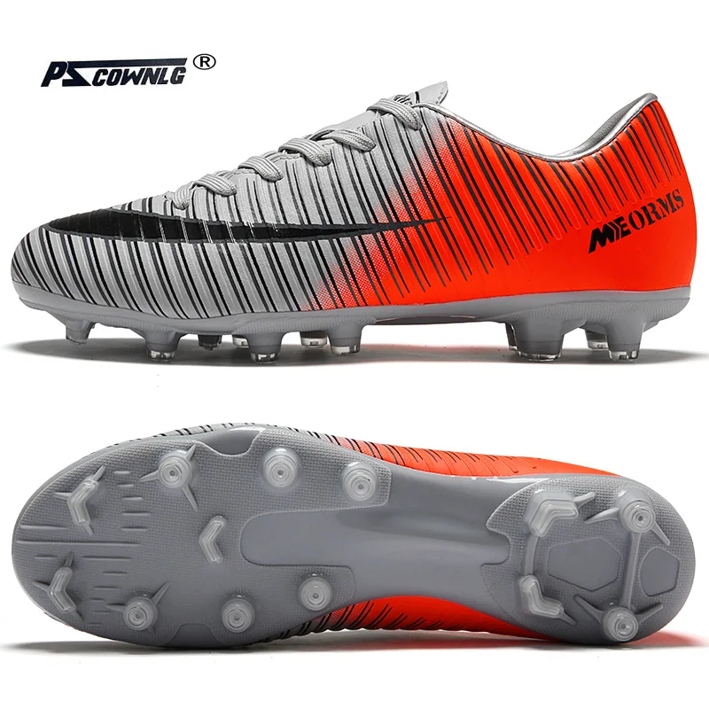 

Men Boys Football Boots Soccer Cleats Long Spikes TF Spikes Ankle High Top Sneakers Soft Indoor Child Soccer Shoes