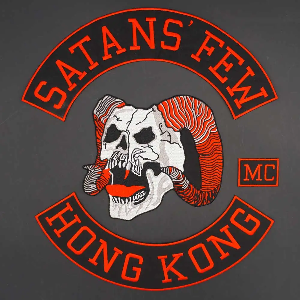 SATANS несколько HONG KONG MC утюгом на подложке Мотоцикл Велосипед вышитая нашивка