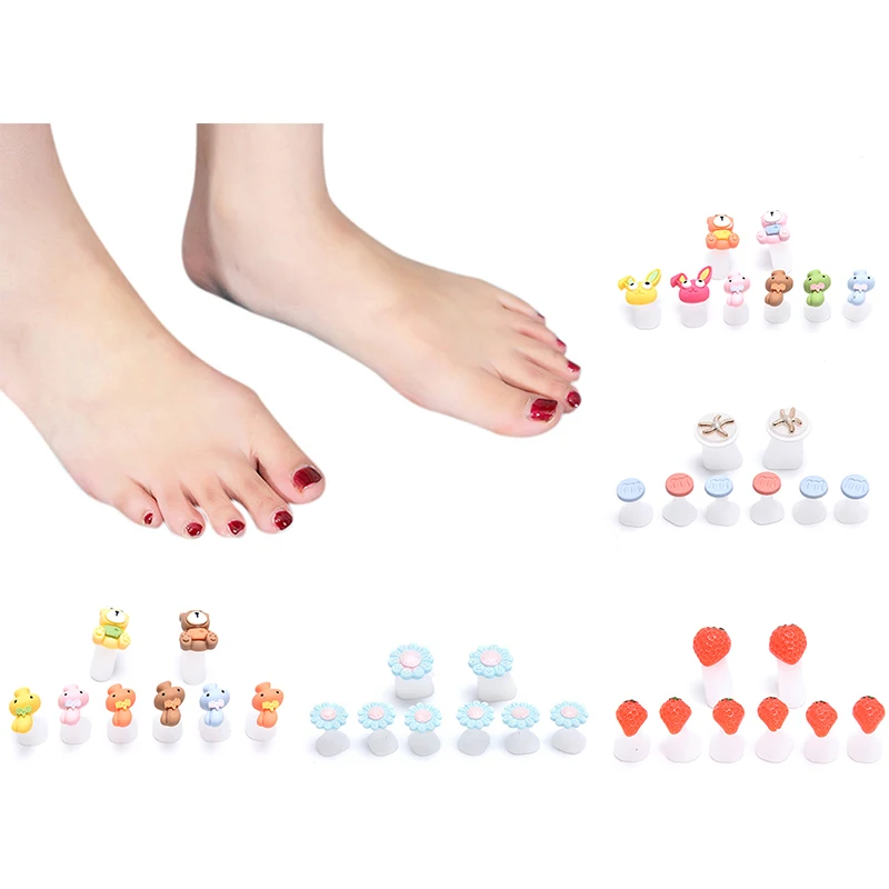 

8 Pcs/Set Toe DIY Silicone Separator Pedicure Flower Waterdrop Crystal Diamond Pearl Separator Nail Art Foot Care Tool