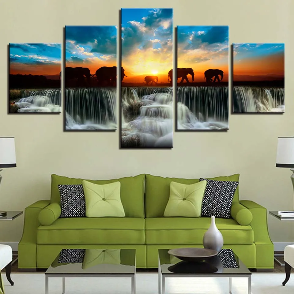 Пейзаж небо облако звезда горная река воздушный шар 5 шт. настенные картины для