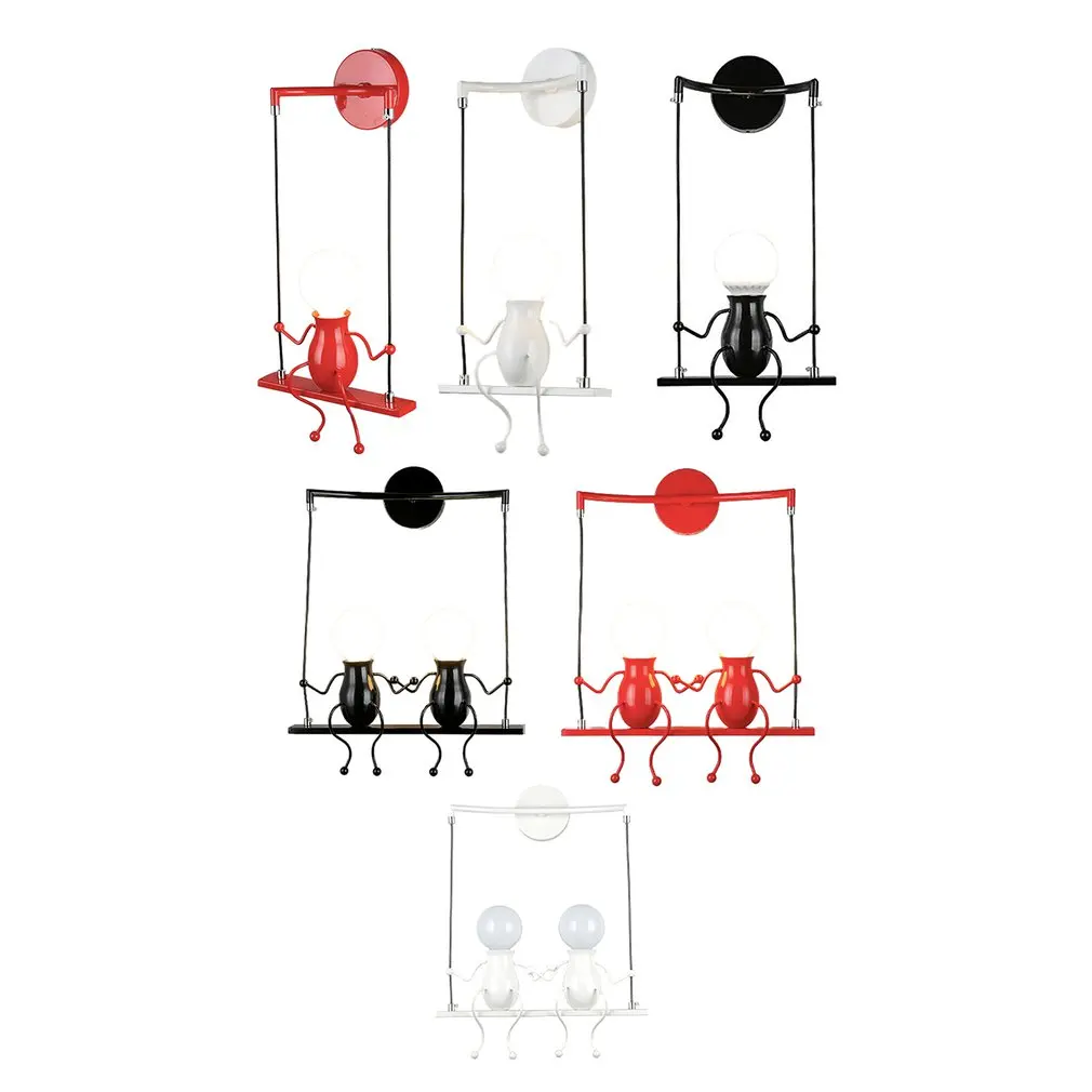 

Hot Simple Fashion Doll Swing Children Wall Lamp LED Wall Lights Modern Creative Cartoon Doll Bedside Wall Light Gift