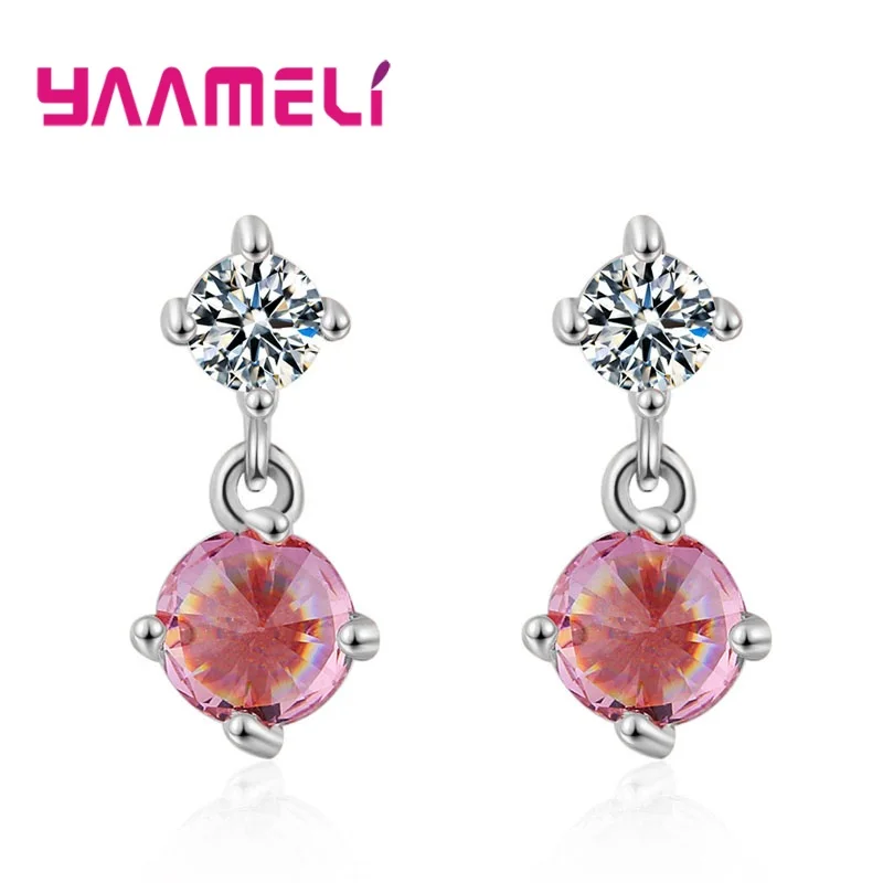 Женское геометрическое украшение с фианитом розовое золото/серебро 925 пробы