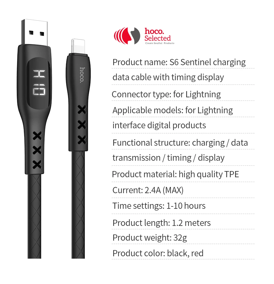 HOCO usb кабель для iphone кабель 11 Pro X XS Max XR 8 6 ipad2 на экране синхронизации зарядки Кабели быстрой зарядки телефон зарядное устройство данных