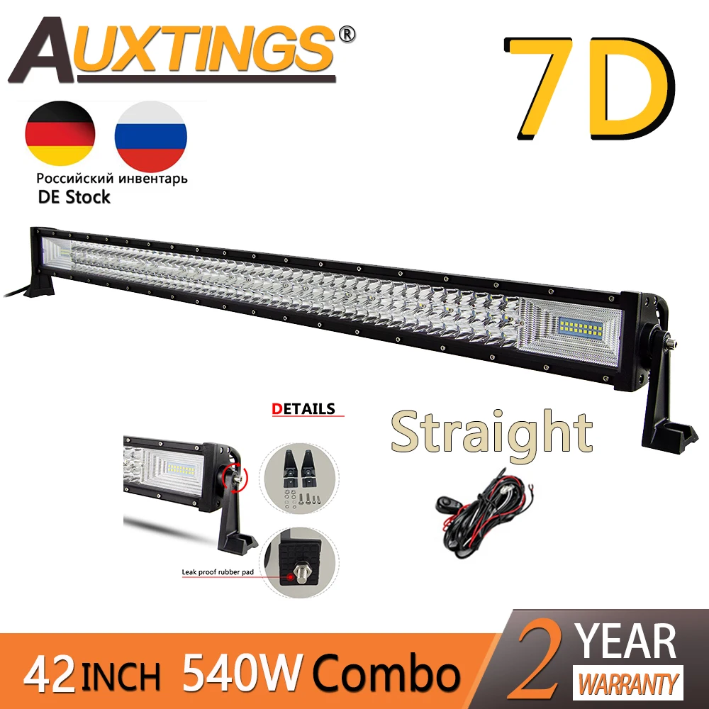 Прямой светодиодный светильник Auxtings 42in 540w 3 ряда рабочий 7D Светодиодная панель 4x4