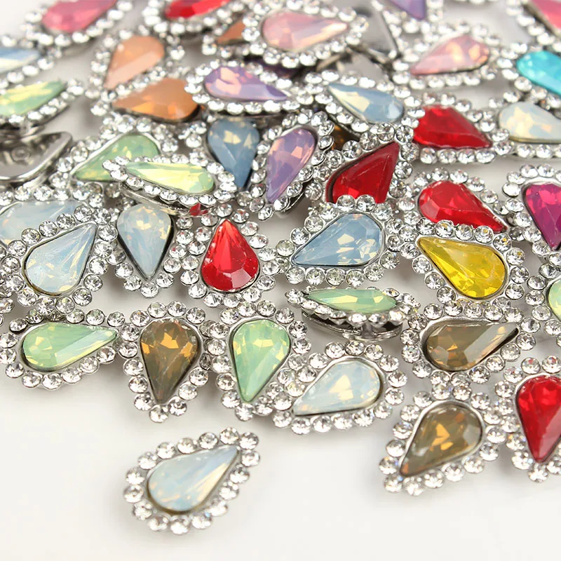 Mix colorOpal Silver 50 шт. Каплевидная форма цветка пришить на горный хрусталь Кристалл Flatback горный хрусталь Золотая основа с оправа, коготь DIY одежда платье - Цвет: Mix colorOpal Silver