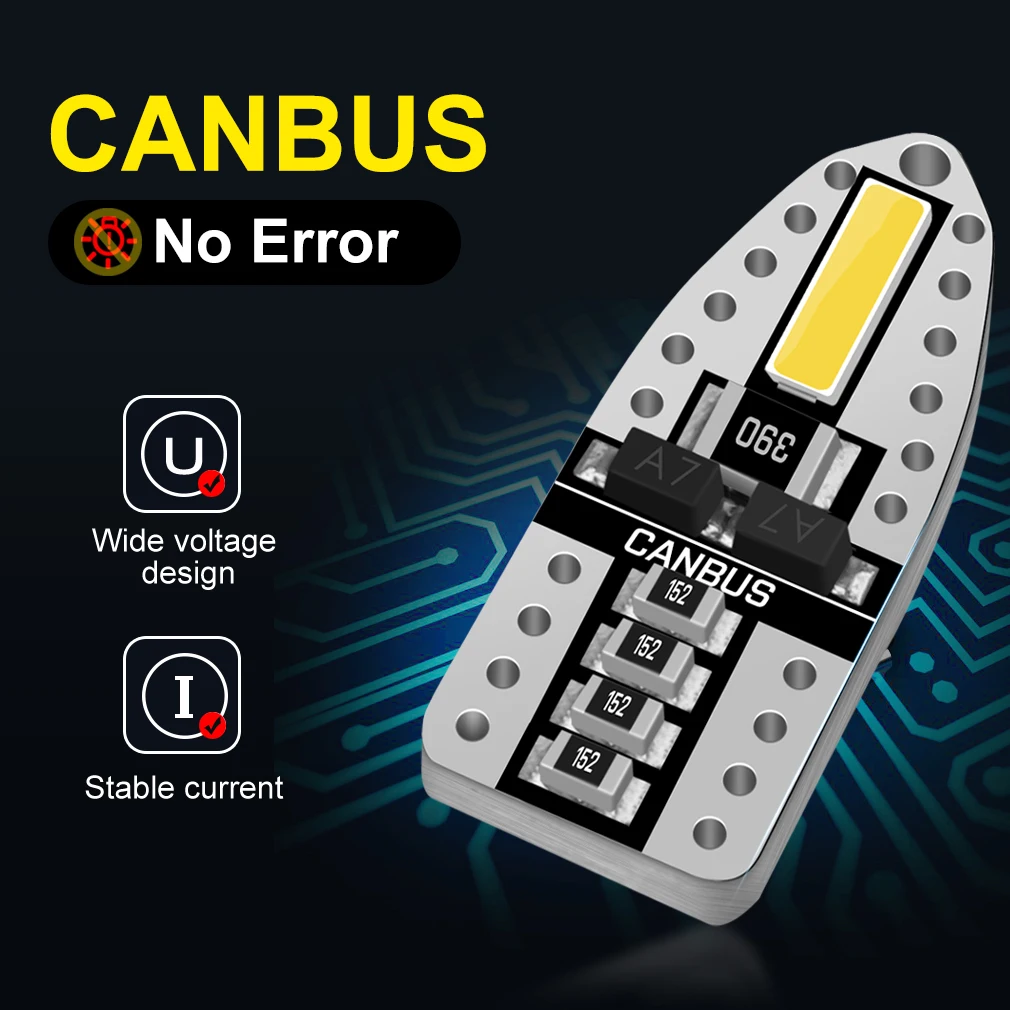 10 шт. T10 светодиодный Canbus автомобильный фонарь W5W 194 168 COB кварцевая автомобильная