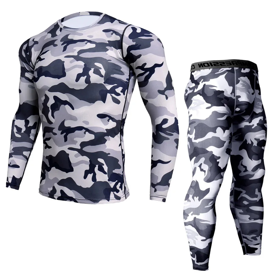 

Man Compression Sports Suit Camouflage Quick Drying Perspiration Fitness Training Male Sportswear Jogging Running Clothing Set