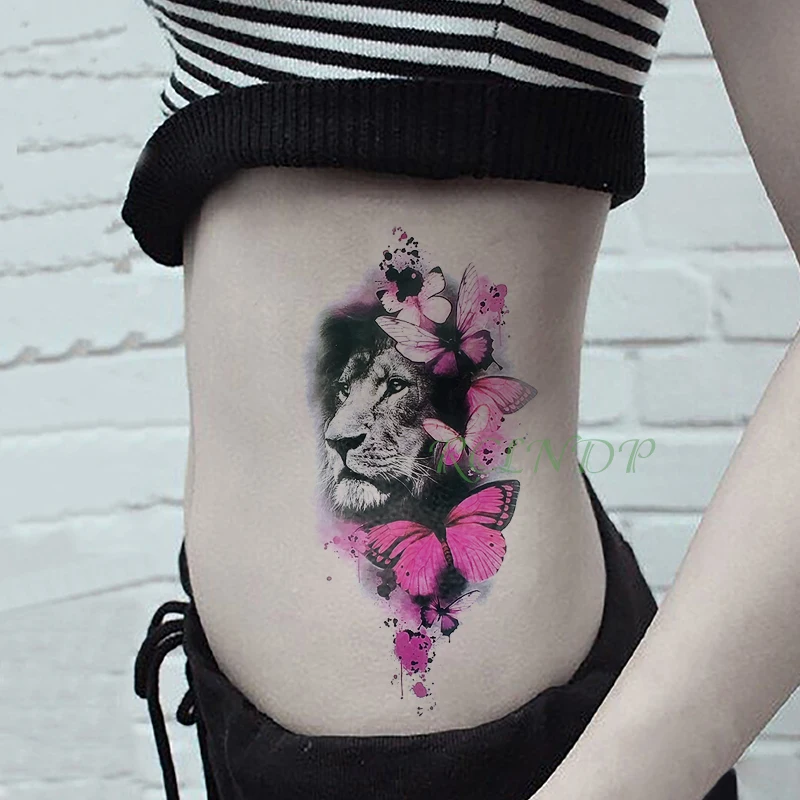 Водонепроницаемая Временная тату-наклейка с тигром бабочкой розой поддельные