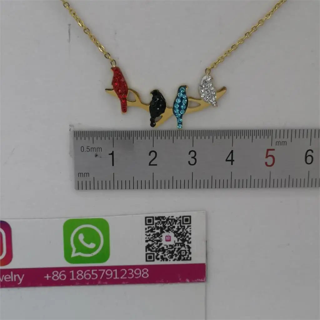 gold color NADA эко-Сертификация хорошее ожерелье из нержавеющей стали 45 см цепочка на бордюре 30 мм Красочные Стразы украшения птицы Леди Девушка Горячая - Окраска металла: gold color
