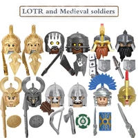 military medieval knights roman soldier building blocks lotr hobbit figures weapon parts moc mini bricks accessories kids toys