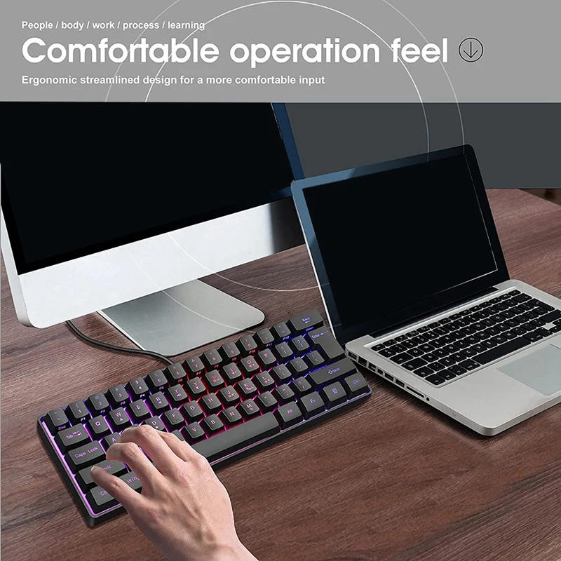 Игровая клавиатура 61 клавиши многоцветная RGB подсветка светодиодная проводная