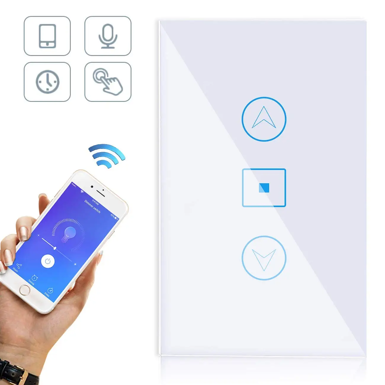White WiFi умный диммер, настенный светильник, сенсорная стеклянная панель, приложение Ewelink, голосовой пульт дистанционного управления, домашний комплект, работает с Alexa Google Home Siri - Цвет: White