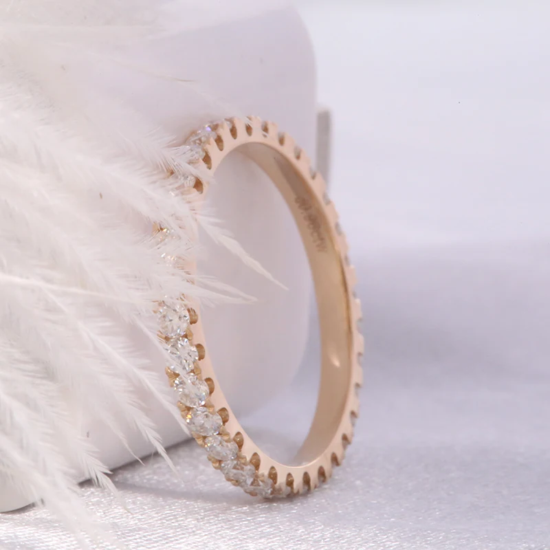 

AEAW Solid 10K White Gold Round Cut Moissanite Diamond Enternity Full Diamond Band 2mm For Women