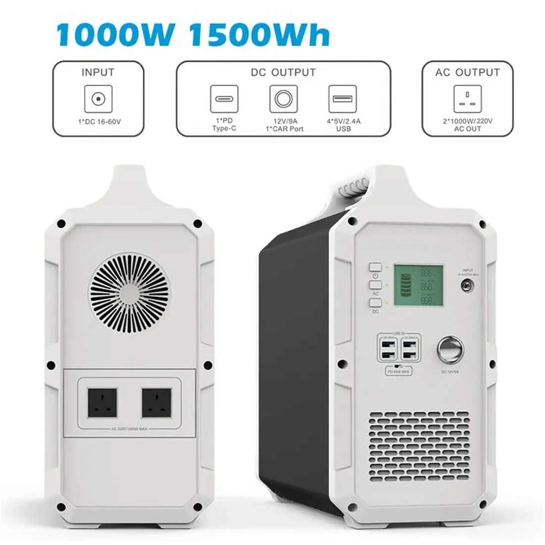 Bluetti-generador Solar de 1500Wh/1000W EB150, generador port&aacute;til de renovaci&oacute;n, inversor de respaldo de emergencia-4