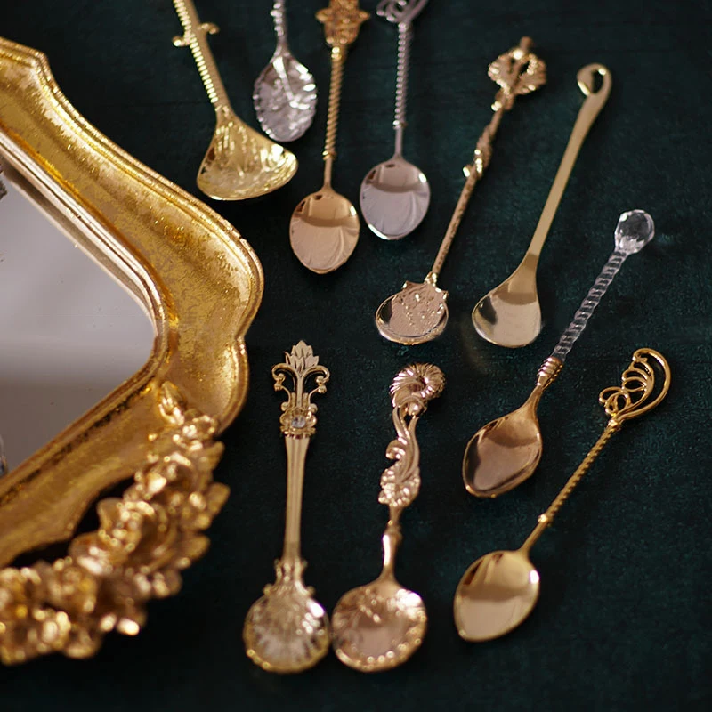 Кофейная ложка в стиле ретро десертная для мороженого винтажная из цинкового