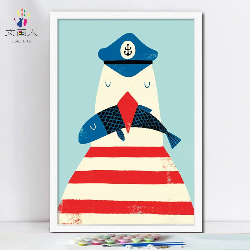 Рисуй по номеру Wall art живописи номерам украшения дельфин и маленькая девочка