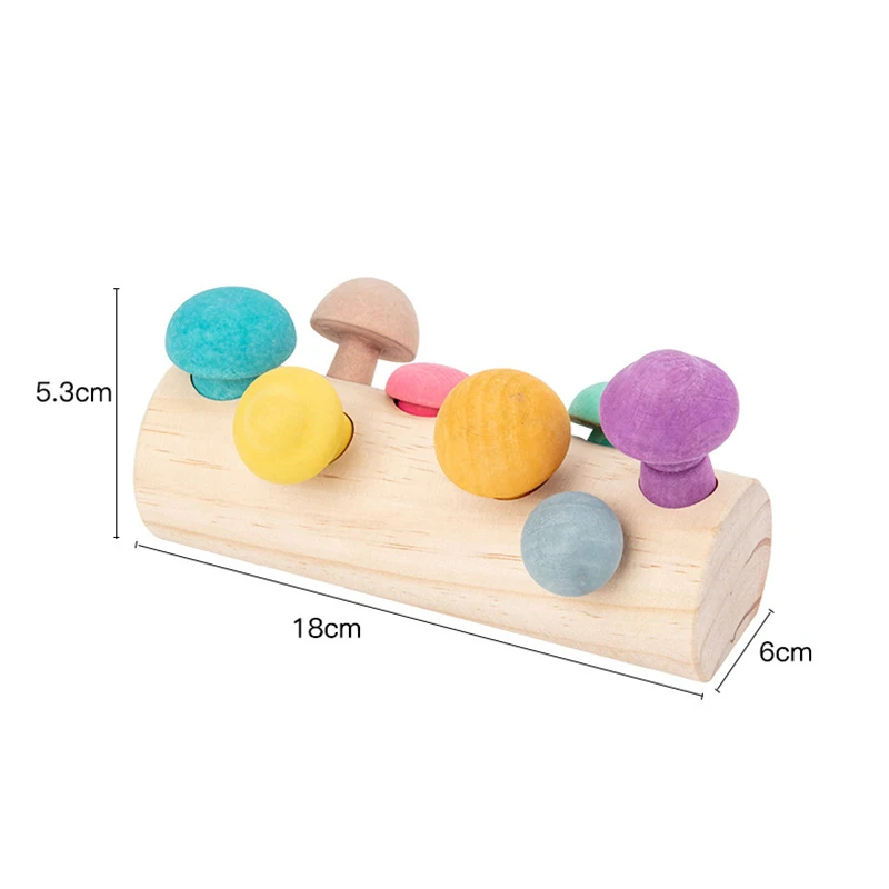 

Wooden Toys for Children Rainbow Blocks Mushroom Picking Game Montessori Educational Baby Toys Developmental Matching Grasp Gift