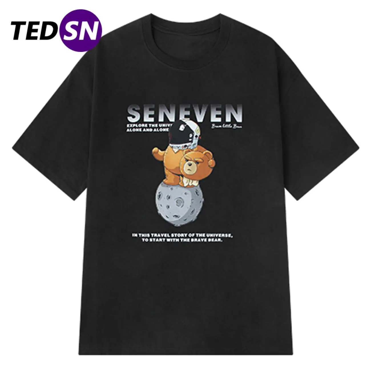 

Retro Astronaut Bear Print Tshirt 2021 Summer Casual Tshirt Harajuku T-Shirt Streetwear Hip Hop Cotton Loose Short Sleeve Shirt