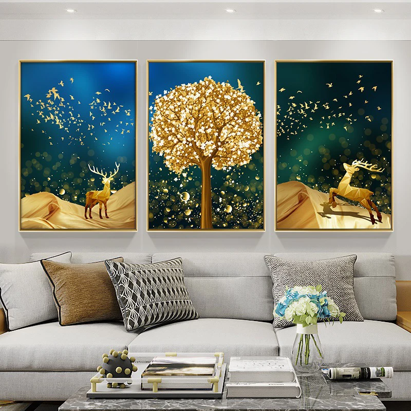 

Modern minimalist Nordic style canvas painting light luxury landscape posters and prints printing mural triple home wall decor