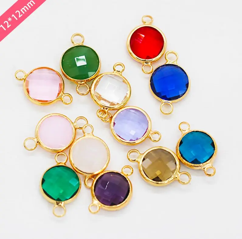 12 мм круглые металлические бусины с 2 отверстиями ограненные хрустальные