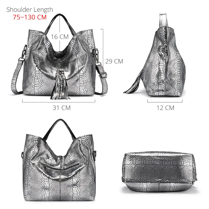 Женская сумка тоут из натуральной кожи с текстурой змеиной кожи| |