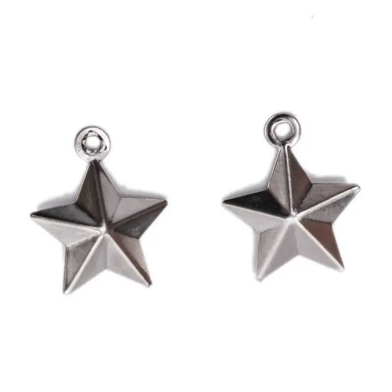 

New Hot 304 Stainless Steel Chain Tail Extender Charms Pentagram Star Silver Color For DIY Necklace Making10mm x 8mm, 10 PCs