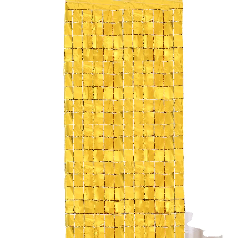 

Wholesale 20 Pieces 1*2M Square Rain Silk Door Birthday Wedding Party Background Wall Decoration Glossy Square Tinsel Curtain