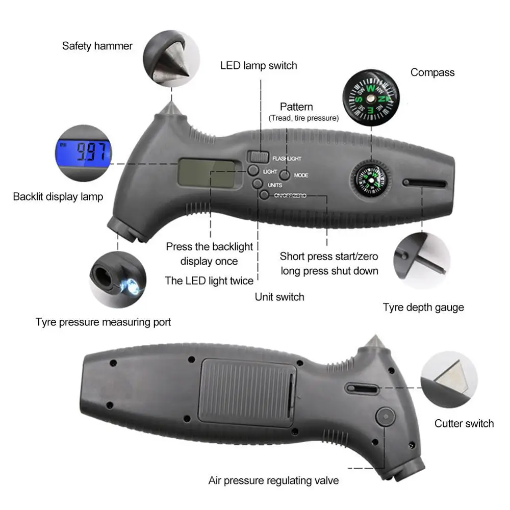 Многофункциональный Автомобильный светодиодный датчик давления в шинах с
