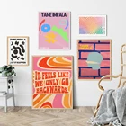 Абстрактный цветной постер Tame Impala, текст музыкальной песни, фотография, печать, эстетическая Ретро Картина на холсте, декор для кровати и комнаты