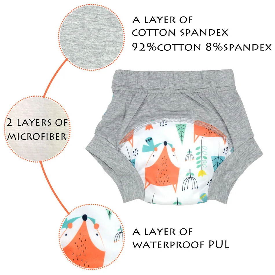 EezKoala-pantalones de entrenamiento de algod&oacute;n para beb&eacute;, bragas, pa&ntilde;ales de tela reutilizables, lavables, respetuosos con el medio ambiente-3