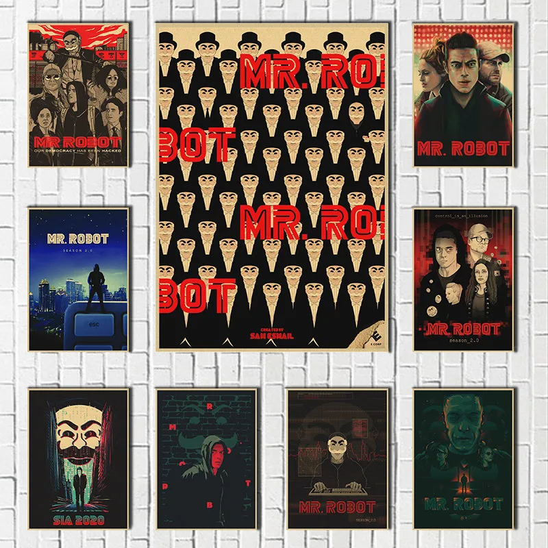 

Постеры Mr.robot Tv Show из крафт-бумаги, настенные картины для гостиной, абстрактный декоративный домашний декор