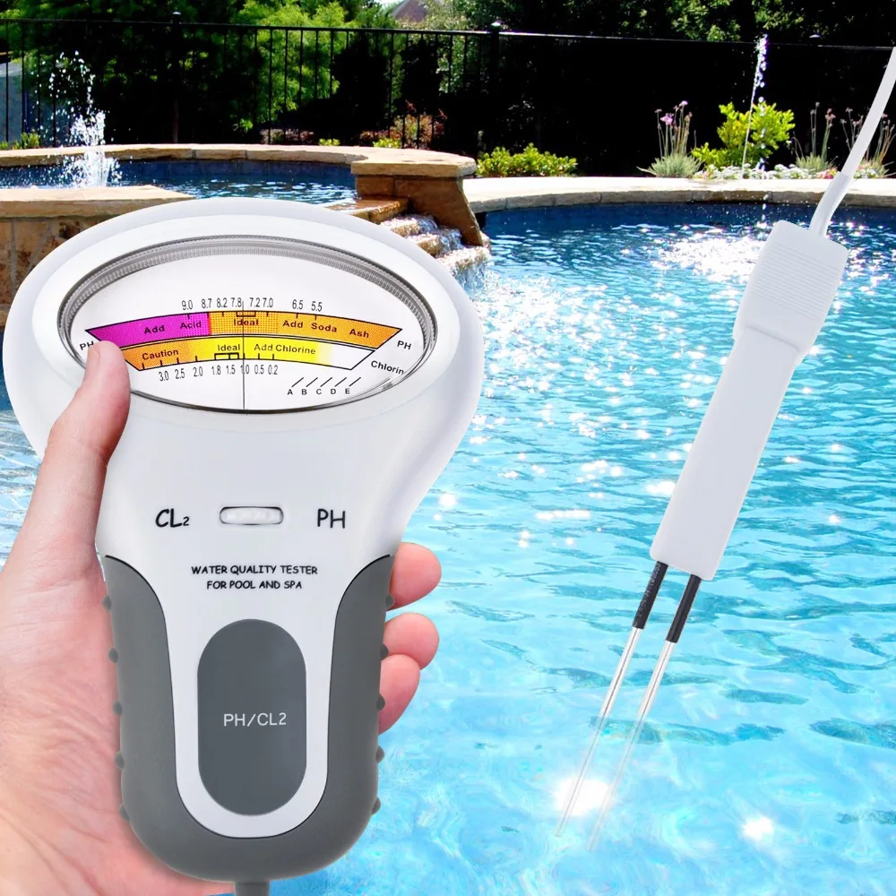 

Chlorine Meters PH Tester 2 in 1 Tester Water Quality Testing Device CL2 Measuring for Swimming Pool Aquarium Drinking water
