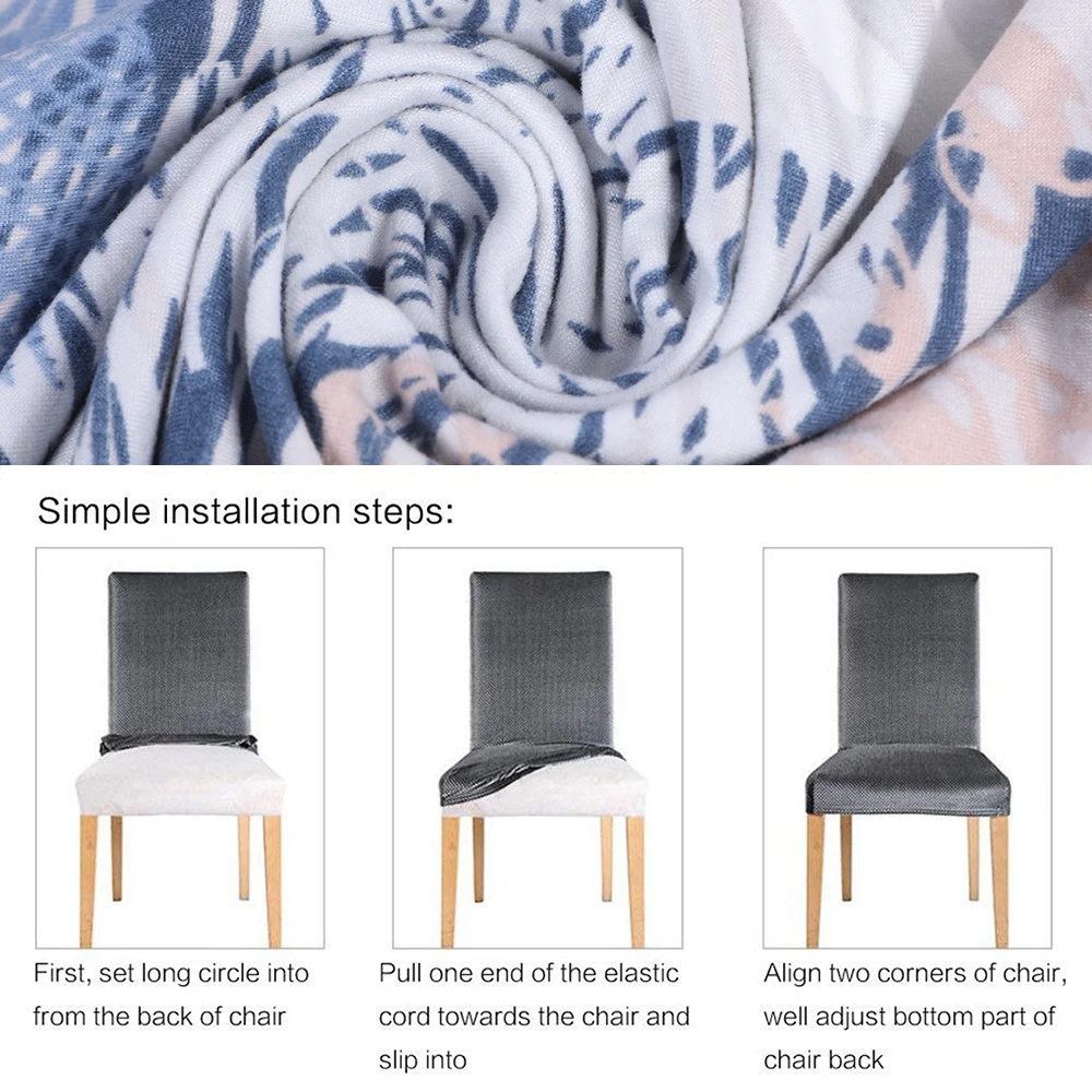 1 шт. Чехол для стула с цветочным принтом Эластичный чехол обеденного сиденья