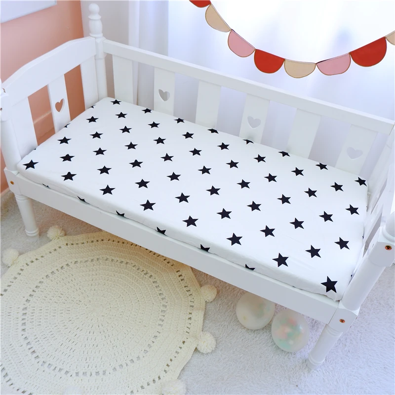 Baby Cotton Bedding Fitted Sheet Bed Cover Cot Bed Crib Mattress Protector Bedspread 130*70 CM