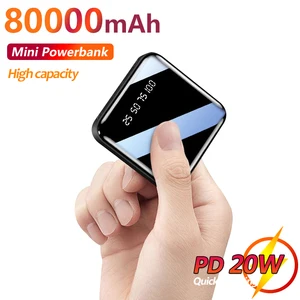80000mah mini power bank for xiaomi iphone samsung portable external battery with 2 usb digital display fast charging free global shipping