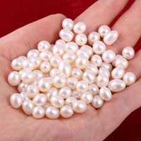 natural freshwater pearl bead rice shape half hole loose beads for jewelry making diy necklace earring bracelet accessories